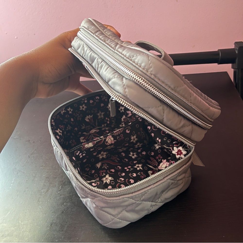 Vera Bradley Grey Quilted Cosmetic Travel Bag